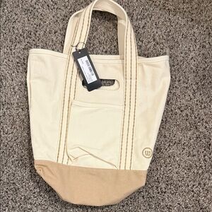 Canvas Cream and Tan Tote Bag